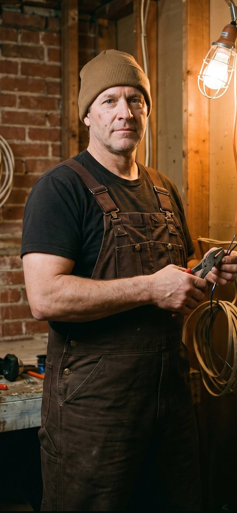 Licensed electrician working on a residential electrical panel in a Blue Springs, Missouri home