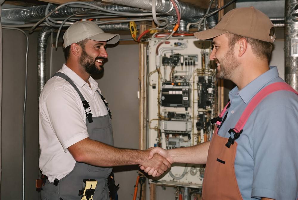 Electrician working on a home electrical panel in Waldo, Kansas City, MO